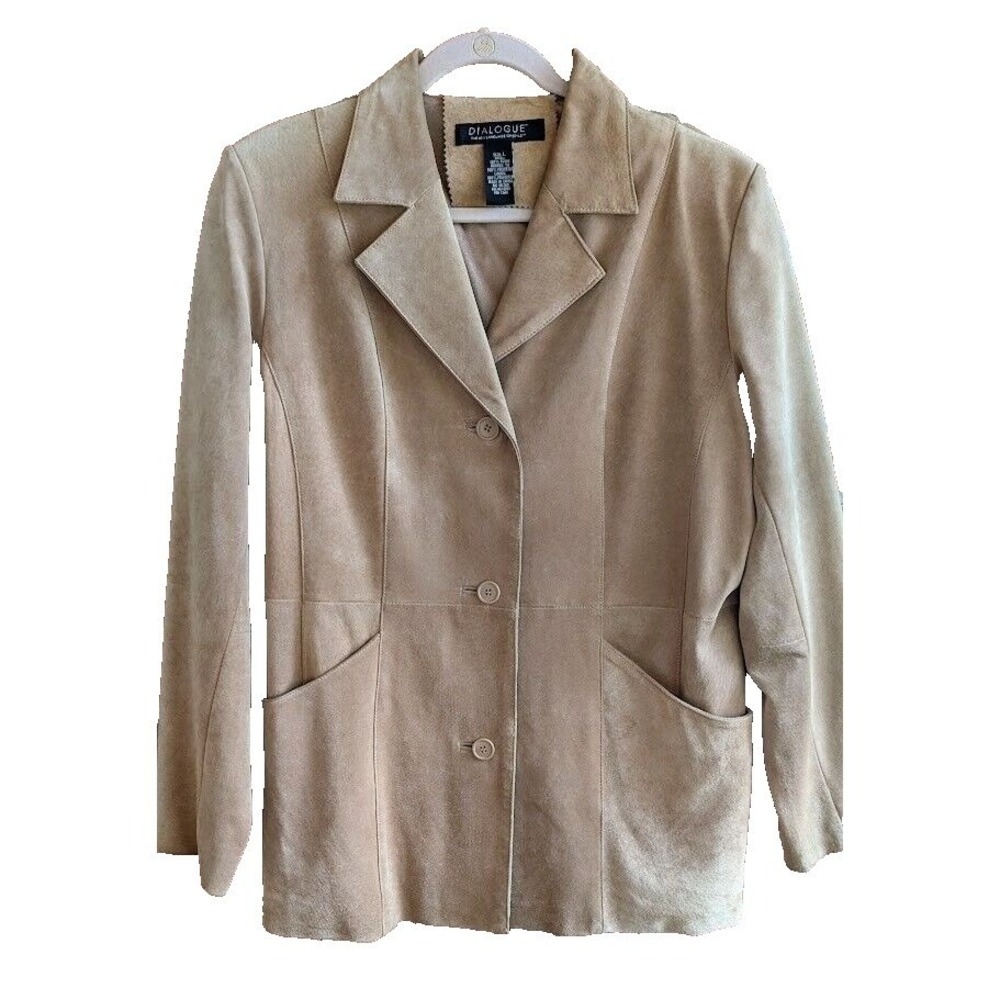 Women 100% Suede Jacket L Brown Western Cowgirl Country Minimalist Chic Timeless